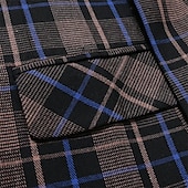 billiga Herrars klassiska kavajer-Herr Kavaj Företag Cocktailfest Bröllopsfest Mode Ledigt Vår Höst Polyester Rutig Knappar Ficka Bekväm Enkelknäppt Blazer Kaffe