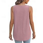 abordables Chemises et blouses-Femmes Chemisier Uni Moderne Occasionnel Sans manches Col en V Hauts Réguliers Quotidien Fête Sortir Asymétrique Vert herbe Noir Blanche Rose Claire Bleu Été