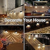 economico Applique per esterni-4 pezzi luce da parete solare impermeabile per esterni cortile giardino recinzione scala parete balcone recinzione illuminazione luce bianca luce calda radiante