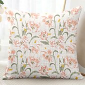 billiga blom- och växtstil-Blomsterdekorerade kastkuddar överdrag 1 styck mjukt kvadratiskt soffkuddöverdrag kuddfodral för sovrum vardagsrum soffa stol