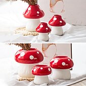 cheap Vases &amp; Basket-Red Mushroom Shaped Flower Vase with White Dots, Colorful Resin Tabletop Planter, Decorative Hydroponic Vase for Home, Hotel, and Restaurant Decor