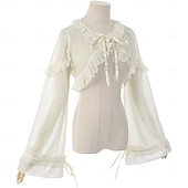 levne Topy-Retro Rokoko Renesanční Halenka / košile Princeznovské Upír Krajka Mašle Pevná barva Maškarní kostým Dámské Pirát Královský Steampunk Plesová maškaráda Běžné / Denní Dospělé Halenka