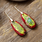 abordables Boucles d&#039;oreilles-Femmes Boucles d&#039;oreilles Poire Goutte Élégant Des boucles d&#039;oreilles Bijoux Argent / Fuchsia foncé / Brun claire Pour Mariage Soirée 1 Paire