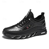 billiga Herrsneakers-robusta utomhusskor för män i brun och svart, slitstark konstläderkonstruktion med sicksacksula för bättre grepp