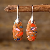 abordables Boucles d&#039;oreilles-Femmes Boucles d&#039;oreilles Poire Goutte Élégant Des boucles d&#039;oreilles Bijoux Argent / Fuchsia foncé / Brun claire Pour Mariage Soirée 1 Paire