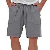 economico Classico-Per uomo Shorts Shorts di Lino Pantaloncini Estivi Shorts da Spiaggia Coulisse Elastico in vita Tasca Frontale Semplice Comodità Traspirante Lunghezza al ginocchio All&#039;aperto Lavoro Quotidiano Moda