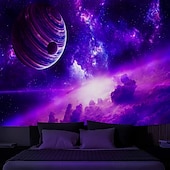 billiga Planet Tapestry-Svartljus Tapestry Glöd i Mörkret Glöd Fest UV-reaktiv Planeten Universum Trippy Dimma Natur Landskap Hängande Tapestry Väggkonst Mural för Vardagsrum Sovrum