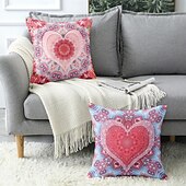 cheap Boho Style-Mandala Bohemian Heart Decorative Toss Pillows Cover 1PC Soft Square Couch Cushion Case Pillowcase for Bedroom Livingroom Sofa Chair