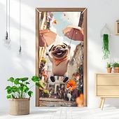 billiga Dörröverdrag-Rolig djur dansande dörrdekorationer dörröverdrag dörrgobeläng dörrgardin dekoration bakgrund inomhus/utomhus dörrbanner för främre dörr bondgård