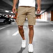baratos Ar livre-Homens Bermuda Cargo Calção Bermudas Shorts casuais Com Cordão Bolso multi Perna reta Tecido Respirável Pavio Humido Comprimento do joelho Ao ar livre Casual Acampar e Caminhar Moda Roupa de rua