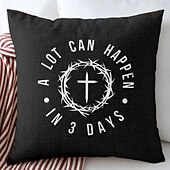billiga Kuddfodral för semester-Påsk Jesus Dekorativa Kuddöverdrag MYCKET KAN HÄNDA PÅ 3 DAGAR 1PC Mjukt Fyrkantigt Soffkuddcase Kuddöverdrag för Sovrum Vardagsrum Soffa Stol