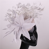 baratos Capacete de Casamento-Peça para Cabeça Penas Sinamay Casamento Festa de Noite Elegante Casamento Com Penas Capacete Chapéu