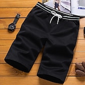 baratos shorts de trabalho-Homens Shorts sociais Shorts de trabalho Com Cordão Cintura elástica Bolso multi Tecido Conforto Vestível Comprimento do joelho Ao ar livre Esporte Diário Moda Casual Preto Azul Marinha