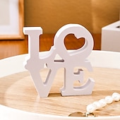 cheap Statues-White Double-Layer &quot;LOVE&quot; Letter Tabletop Decor, PVC Freestanding Sign, Romantic Valentine&#039;s Day, Wedding, Anniversary Decoration, Warm Indoor Desktop Letter Ornament for Home and Party Display