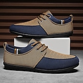 baratos Ténis para Homem-sapatos masculinos casuais com cadarço em bege e azul marinho, design exclusivo em tecido, perfeitos para o estilo e conforto do dia a dia