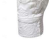 billiga herrskjorta med knäppning-Herr Skjorta Sommarskjorta Casual skjorta Strandskjorta Knapp upp skjorta Svart Vit Långärmad Slät Kavajslag Semester Hawaiisk Jacquard Kläder Polyester Mode Ledigt Bekväm