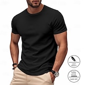 economico Magliette casual da uomo-Per uomo Maglietta Camicia a Maniche Corte Manica Corta Girocollo Primavera &amp; Autunno Colore Solido / Tinta Unita Moda Designer Asciugatura Rapida Vacanza Streetwear Uscire Nero Bianco Rosso