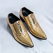 お買い得  オックスフォードシューズ-メンズ ブルー パテントレザー クロコダイルプリント ジッパー シューズ - イブニングウェアや高級な集まりに最適な高級フットウェア