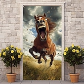 billige Dørdeksler-Morsomme dyre dekorasjoner dørdeksler hest dørtapet dørgardin dekorasjon bakgrunn innendørs/utendørs dørbanner inngangsdøren landsbygård