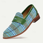 abordables Chaussures en Tissage Texturé-Mocassins à boucle en nylon tissé vert pour homme - Chaussures décontractées uniques