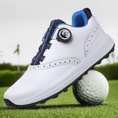 cheap Men&#039;s Golf Shoes-Men&#039;s Modern White Golf Shoes with Blue Detailing, Lace-Up Design, Breathable Upper, Perfect for Professional Golfers