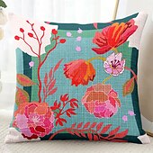 baratos estilo floral e plantas-Capa de Almofadas Decorativas de Flores 1PC Capa de Almofada Quadrada Macia para Sofá Capa de Almofada para Quarto Sala de Estar Cadeira
