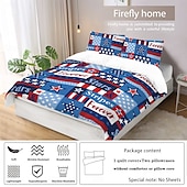 billige Dynetrekk sett-American Independence Day trykt tredelt dundynetrekk hotell soverom gjesterom luksushotell sengetøy komfortsett 1 dundynetrekk 2 putevar king size sengesett 2 deler sett 3 pi