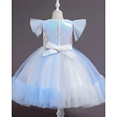 preiswerte Partykleider-Kinder Mädchen Partykleid Einfarbig Ärmellos Leistung Geburtstag Netz Schön Süß Polyester Midi Partykleid Schwingkleid A Linie Kleid Sommer Ab 4 Jahren Weiß Rosa Purpur
