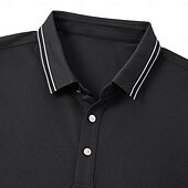levne Pánské elitní polo-Pánské Pólo Práce ulice Klasický Krátký rukáv prázdniny Módní Pevná barva Proužky Knoflíky Stripe-Trim Léto Jaro Černá Bílá Světle šedá Pólo