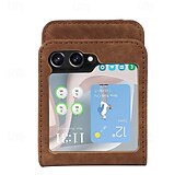 cheap Samsung Cases-Phone Case For Samsung Galaxy Z Flip 6 Z Flip 5 Z Flip 4 Z Flip 3 Back Cover Card Slot Shockproof Retro TPU PU Leather