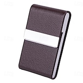 abordables Porte-cartes et étuis-Porte-cartes de visite en cuir synthétique, étui pour cartes de visite, porte-cartes de poche, porte-cartes de visite fin en métal, porte-cartes de visite bloquant les RFID avec fermeture magnétique