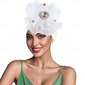baratos Chapéus e Fascinators-Chapéu Combinação Poliéster / Algodão Chapéu mole turbantes Casual Igreja Estilo bonito Com Pedrarias Flor Capacete Chapéu