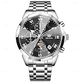 baratos Relógios Quartz-Relógio Masculino OLEVS 3675 Original Relógio de Negócios Masculino Espelho HD em Forma de Losango À Prova D&#039;Água Relógio de Cronometragem Fase Lunar Top Luxo Relógio Masculino Fashion