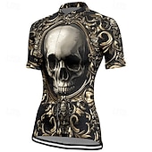 cheap Women&#039;s Jerseys-Women&#039;s Cycling Jersey Short Sleeve Bike Tee Tshirt Jersey with 3 Rear Pockets Mountain Bike MTB Breathable Quick Dry Anatomic Design Wicking Wine Red Black Red Skull Sports Clothing Apparel