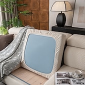 abordables Funda de sofá-1 funda de asiento elástica de líneas simples y lisas con diseño de espiga, funda de asiento de sofá de vellón polar suave de jacquard universal, fácil de limpiar &amp;Funda de sofá duradera