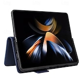 Недорогие Чехлы для Samsung-телефон Кейс для Назначение SSamsung Galaxy Z-сгиб 6 Z Fold 5 Z Fold 4 Z Fold 3 Z Fold 2 Кейс на заднюю панель со стендом с ремешком на запястье Разъем для карты Ретро ТПУ Кожа PU