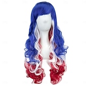 economico Parrucche di Carnevale-Parrucche sintetiche Ondulato Tessitura riccia Taglio scalato Con frangia A macchina Parrucca 28 pollici A1 A2 A3 A4 A5 Capelli sintetici Per donna Classico Comodo Colore Graduale e Sfumato