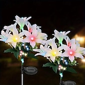 voordelige Grondlichten-2 stuks led-buitenzonnelampen, leliesimulatie, bloemgrondinzetlamp, 7 hoofdbloemen, 42 kralen, binnenplaats, tuin, gazon, pad, festival, bruiloft, feest, sfeerdecoratie, verlichting
