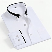 cheap Men&#039;s Button Down Shirts-Men&#039;s Dress Shirt Button Down Shirt Solid / Plain Color Wedding Light Blue White Light Green Pink Long Sleeve Square All Seasons Clothing Apparel Color Block