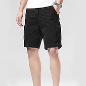 baratos Clássico-Homens Bermuda Cargo Calção Shorts de verão Com Cordão Cintura elástica Bolso multi Tecido Conforto Vestível Comprimento do joelho Ao ar livre Esporte Diário Moda Casual Preto Vinho