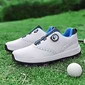 cheap Men&#039;s Golf Shoes-Men&#039;s Modern White Golf Shoes with Blue Detailing, Lace-Up Design, Breathable Upper, Perfect for Professional Golfers