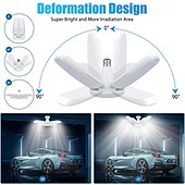 お買い得  LEDボール型電球-LED ガレージ ライト E27 28W 220V 変形可能な 4 葉ランプ 2800 ルーメン 天井ライト 倉庫 ワークショップ 工場用