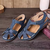 cheap Comfort Sandals-Women&#039;s Casual Comfort Sandals – Vintage Arch Support Velcro Walking Sandals with Hollow Design for Summer &amp; Outdoor Wear