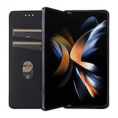 رخيصةأون جراب سامسونج-حافظة هاتف لجهاز سامسونج جالاكسي Z فOLD 6 Z فOLD 5 Z فOLD 4 Z فOLD 3 غطاء قابل للطي مع حامل لشريحة بطاقة مقاوم للصدمات بطراز قديم من TPU جلد PU
