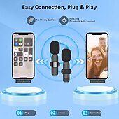 olcso Mikrofonok-vezeték nélküli lavalier mikrofon bluetooth hajtóka telefon mikrofon videó rögzítéshez - mini klip mikrofonokhoz iphone-hoz  &amp; android