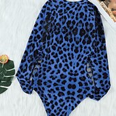 preiswerte Einteilige Badeanzüge-Damen Badeanzug Einteiler Bademode Reißverschluss Tropisch Strandbekleidung Leopard V-förmiger Draht-Ausschnitt Ärmellos Badeanzüge