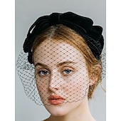 baratos Chapéus e Fascinators-Decoração de Cabelo Tule Tecido Corrida de cavalos Vintage Estilo bonito Com Tule Capacete Chapéu