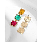 お買い得  イヤリング-女性用 イヤリング 幾何学的 虹色 スタイリッシュ シンプル イヤリング ジュエリー グリーン 用途 祝日 プロムドレス 1ペア