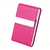 abordables Porte-cartes et étuis-Porte-cartes de visite en cuir synthétique, étui pour cartes de visite, porte-cartes de poche, porte-cartes de visite fin en métal, porte-cartes de visite bloquant les RFID avec fermeture magnétique