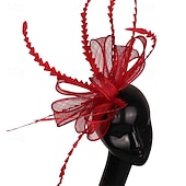 baratos Chapéus e Fascinators-Peça para Cabeça Sinamay Casamento Festa de Noite Elegante Casamento Com Boné Capacete Chapéu